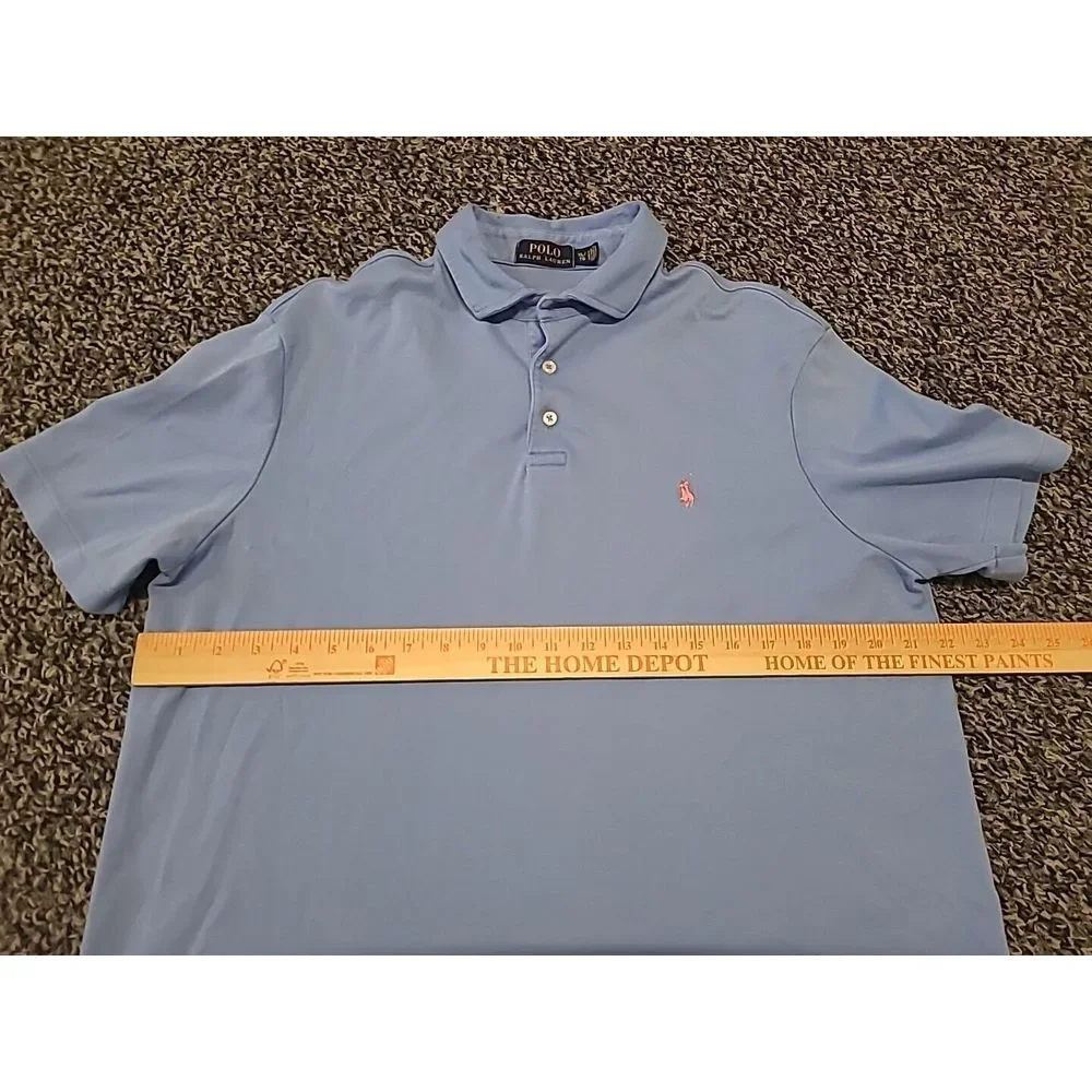Ralph Lauren Polo Shirt Mens‎ XL Blue Solid Soft Cotton Short Sleeve